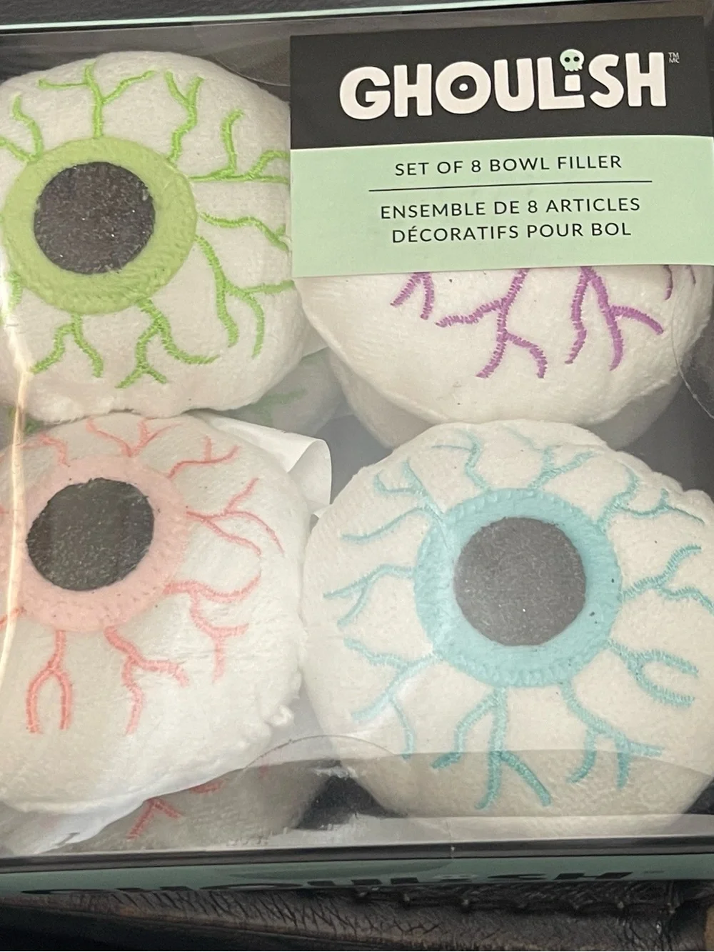 Ghoul•sh Eyeball Bowl Fillers - White with Green, Pink, Blue Veins